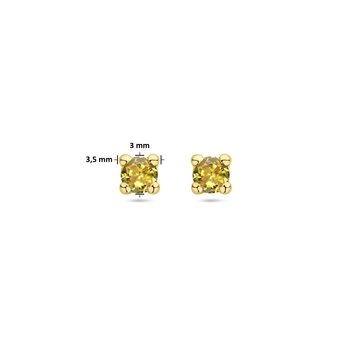 puces d'oreilles synth. citrine or jaune 14K