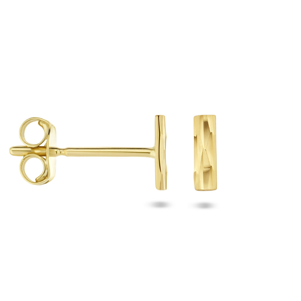 puces d'oreilles barre diamantée 14K or jaune