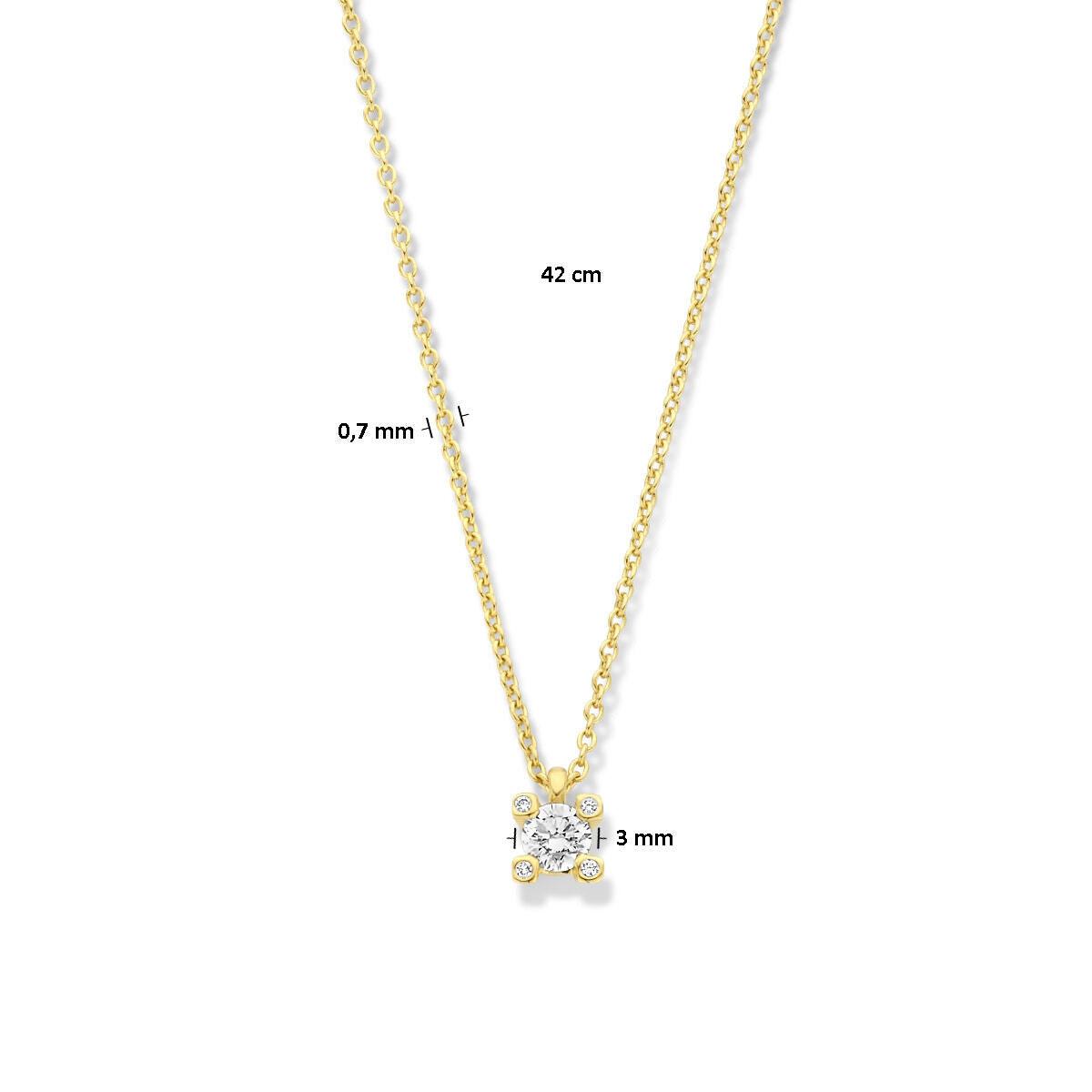 collier diamant 42 cm 0.11ct h si 14K geelgoud