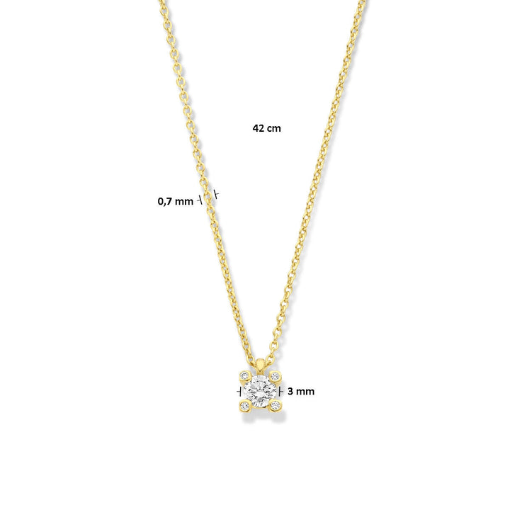 collier diamant 42 cm 0.11ct h si 14K geelgoud