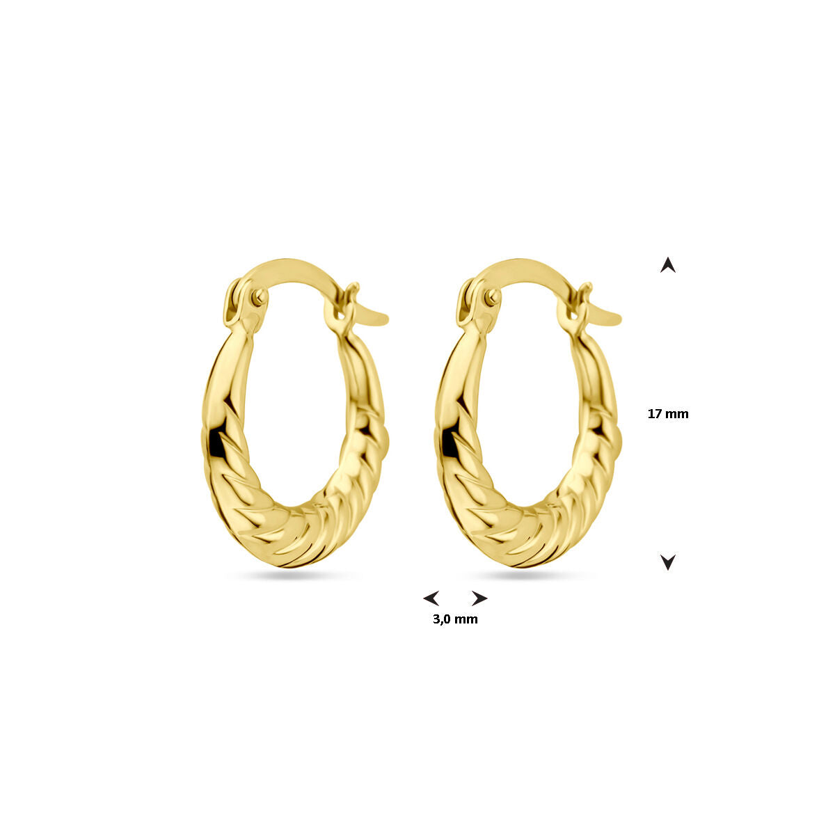 créoles 17 mm or jaune 14K