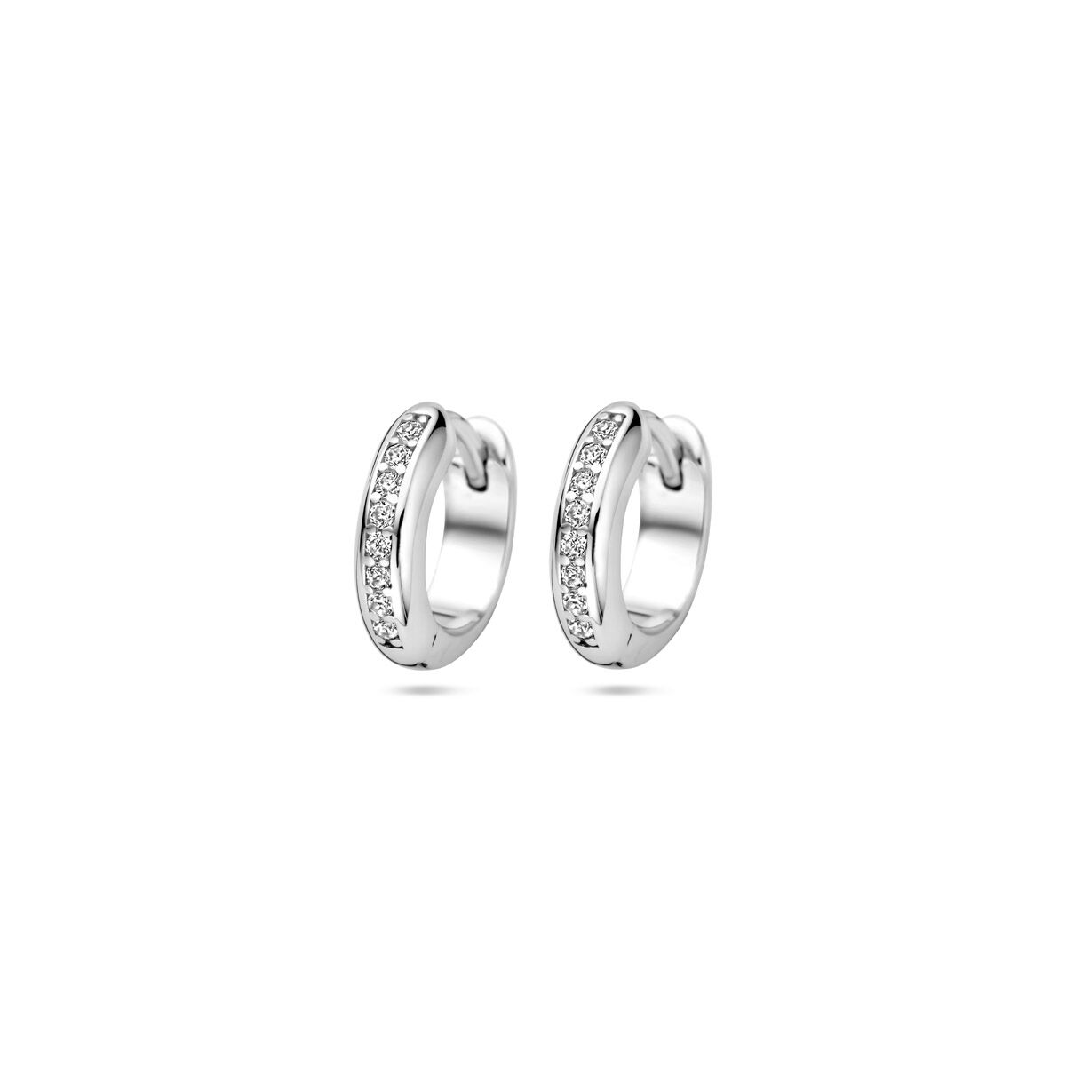 Boucles d'oreilles en argent rhodié de 12 mm avec zircons.