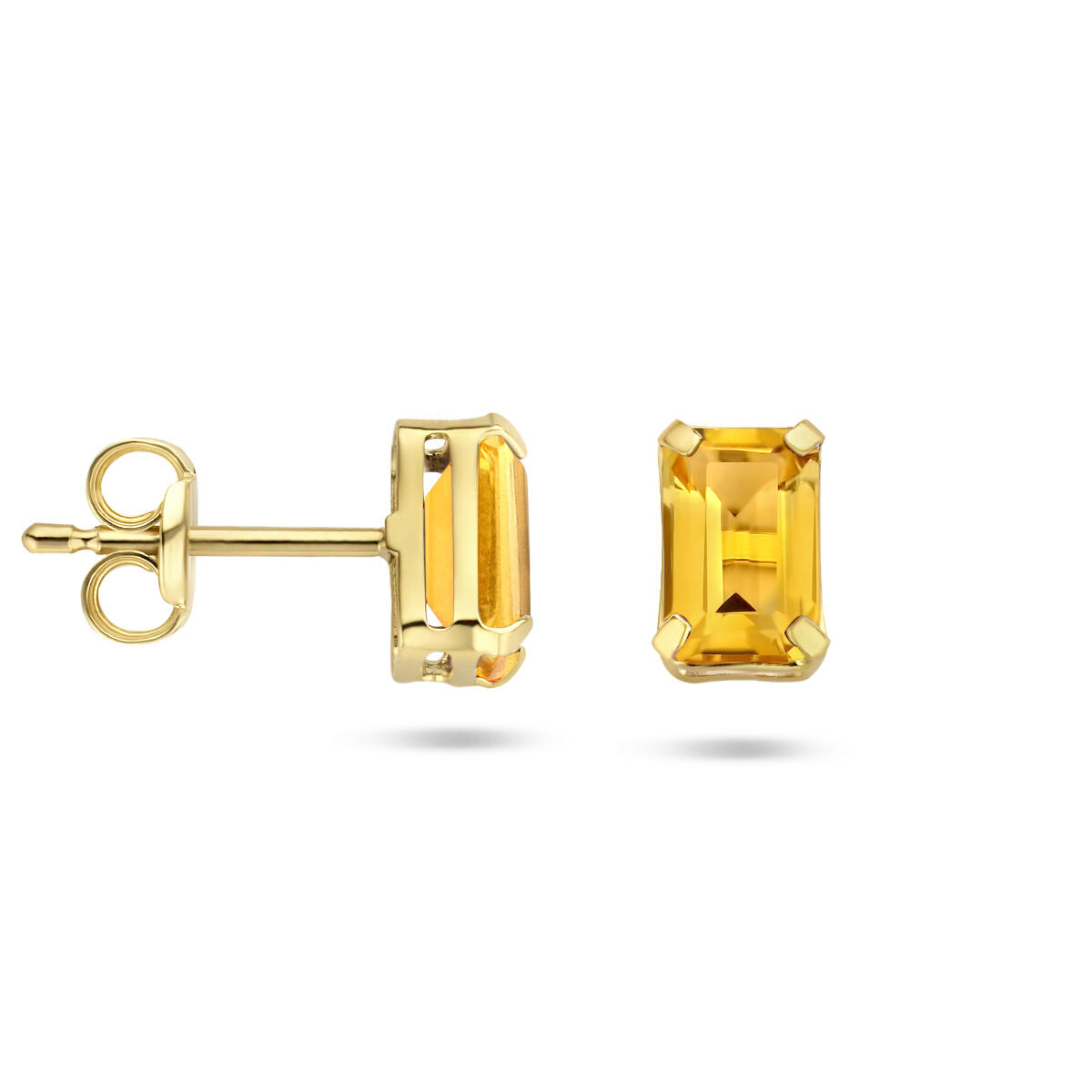 puces d'oreilles citrine or jaune 14K