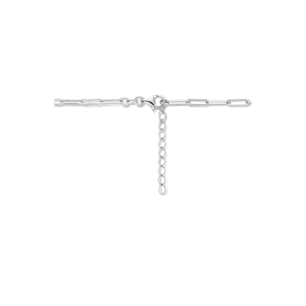 Collier en argent pour femme paperclip tube carré rhodié