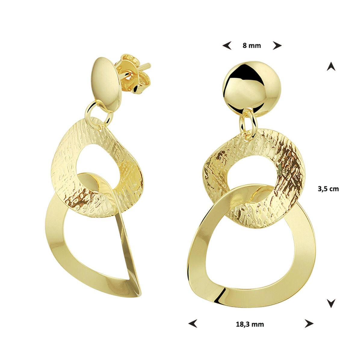 boucles d'oreilles ronds 1 micron argent plaqué or (jaune)