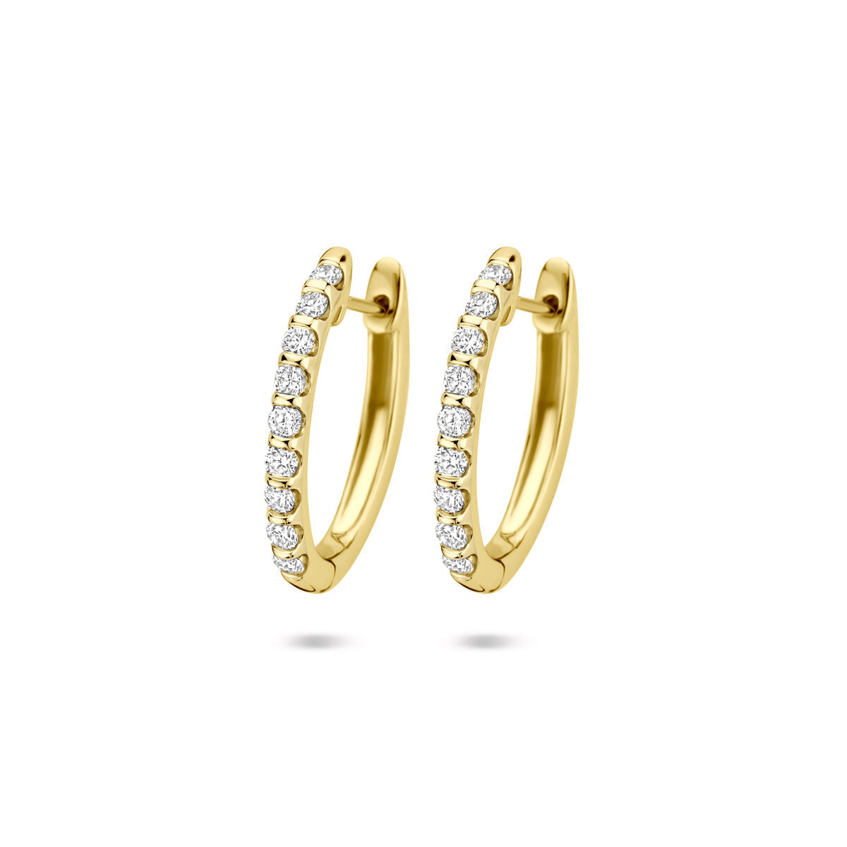 Boucles d'oreilles en or jaune 14K avec diamants lab grown de 0,25 ct, forme ronde et finition brillante.
