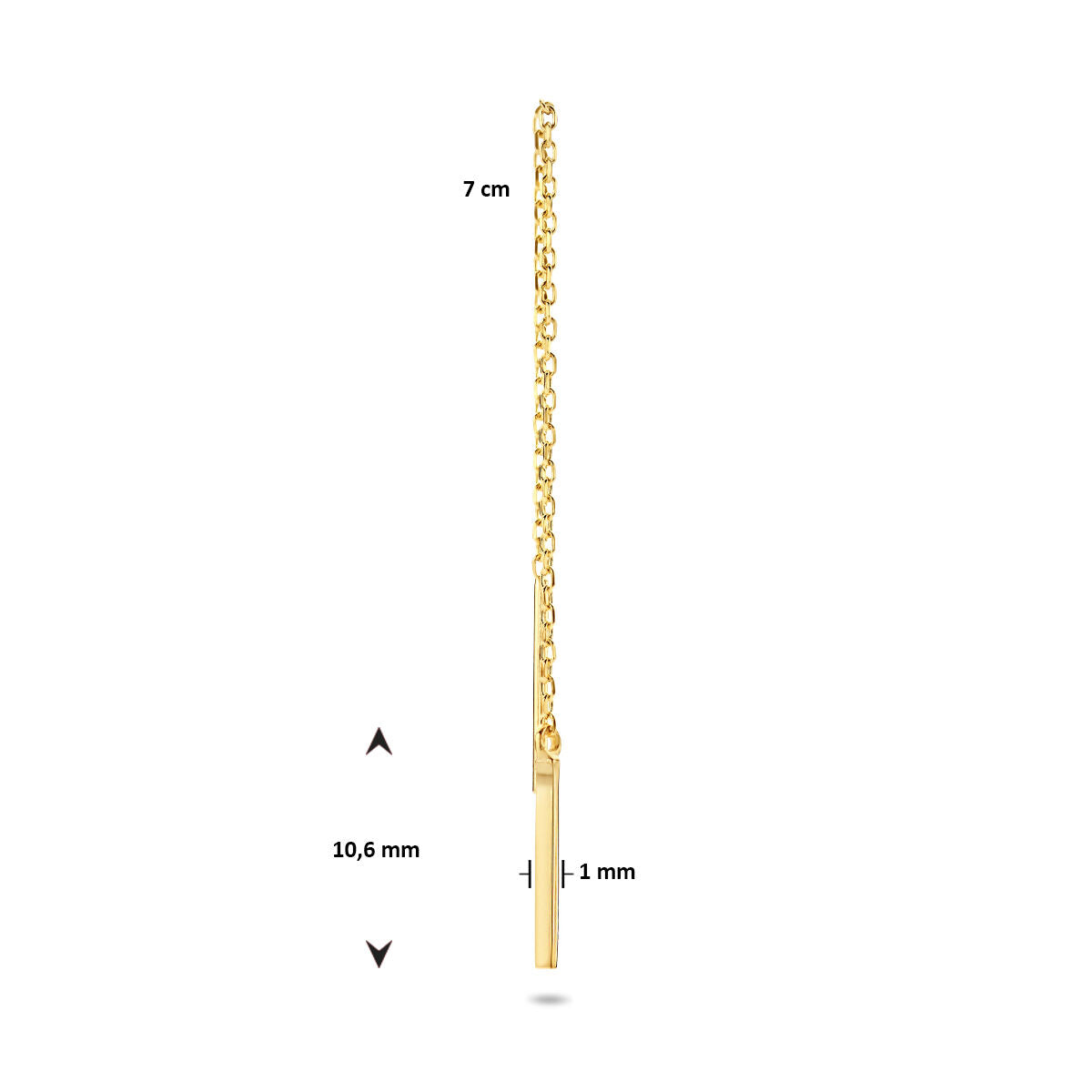 boucle d'oreille à tige barre par pièce or jaune 14K