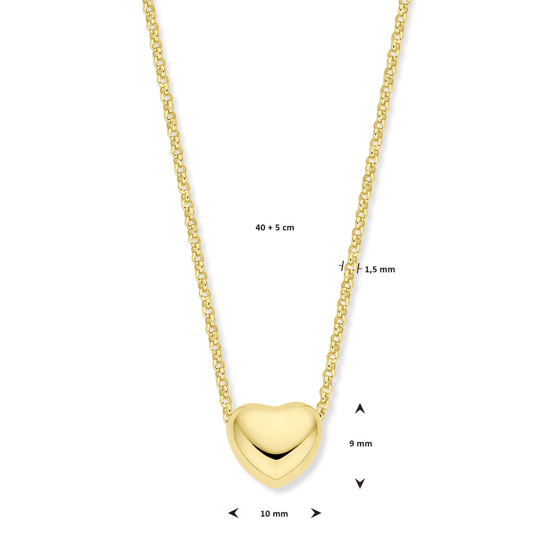 collier hart 1,5 mm 40 + 5 cm 3 micron zilver verguld (geel)
