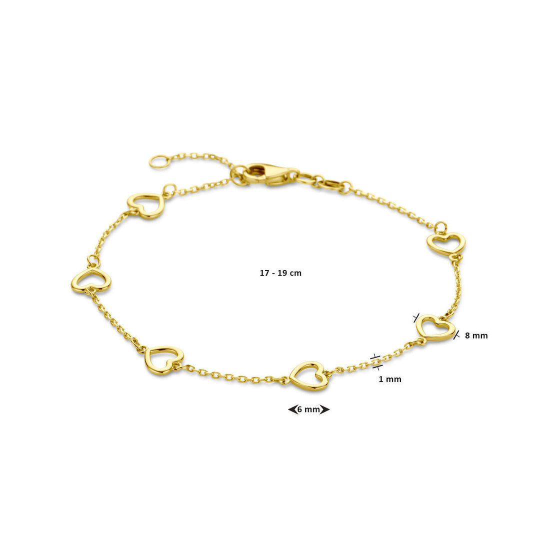 Gouden armband dames hartjes 14K