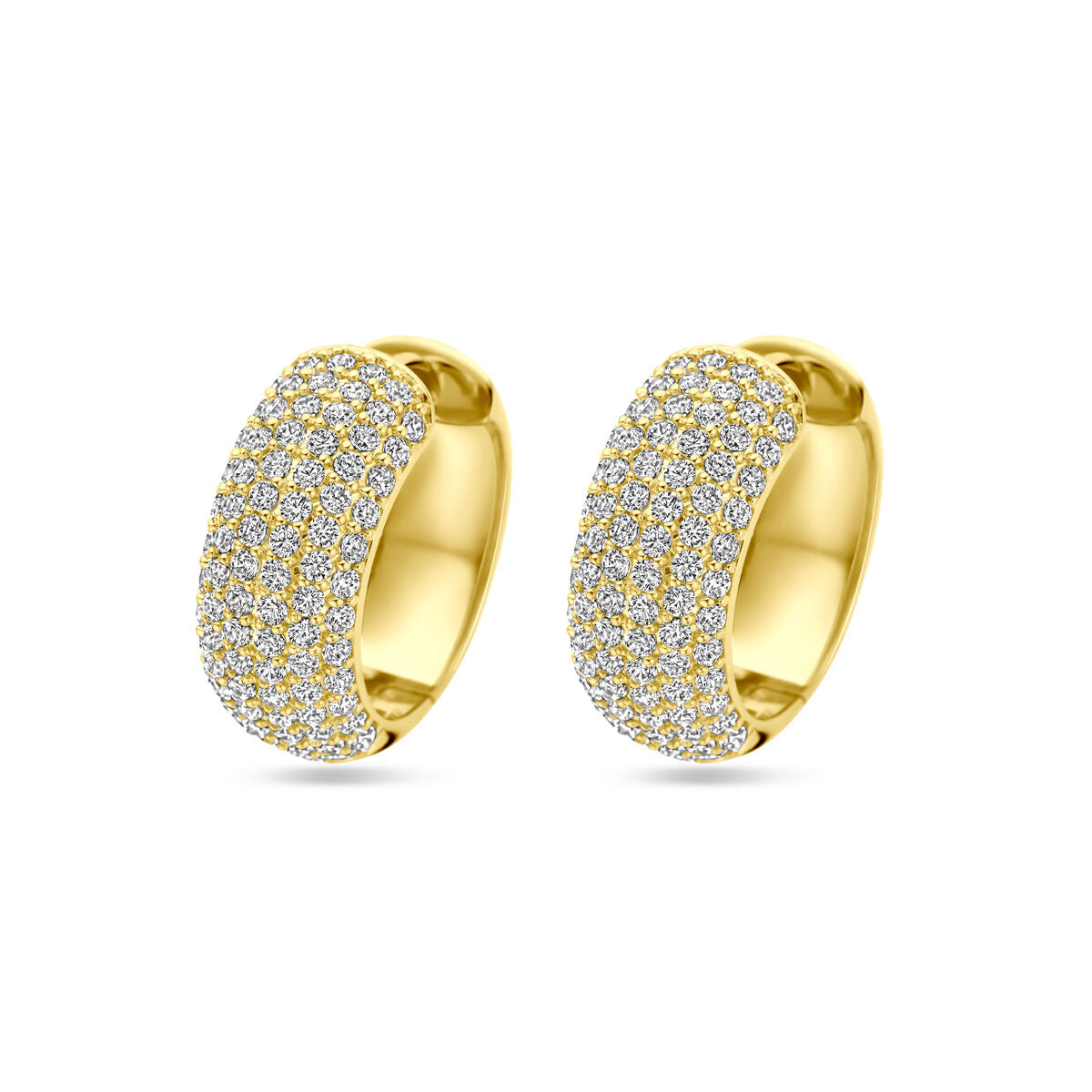Boucles d'oreilles dorées en argent, ornées de zircons, mesurant 20,5 mm.