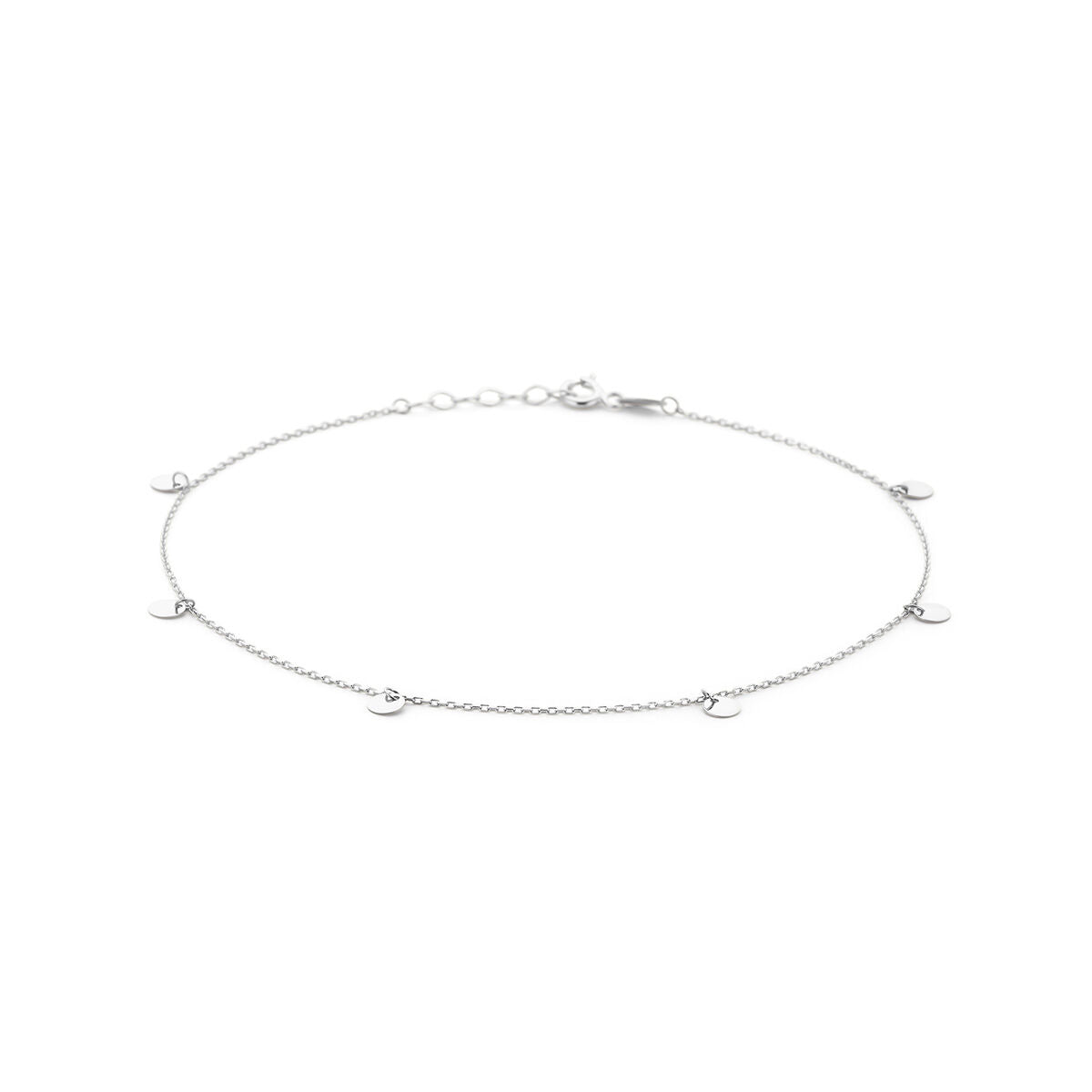 Bracelet en argent rhodié avec des ronds de 1,0 mm, longueur de 24 + 2 cm.