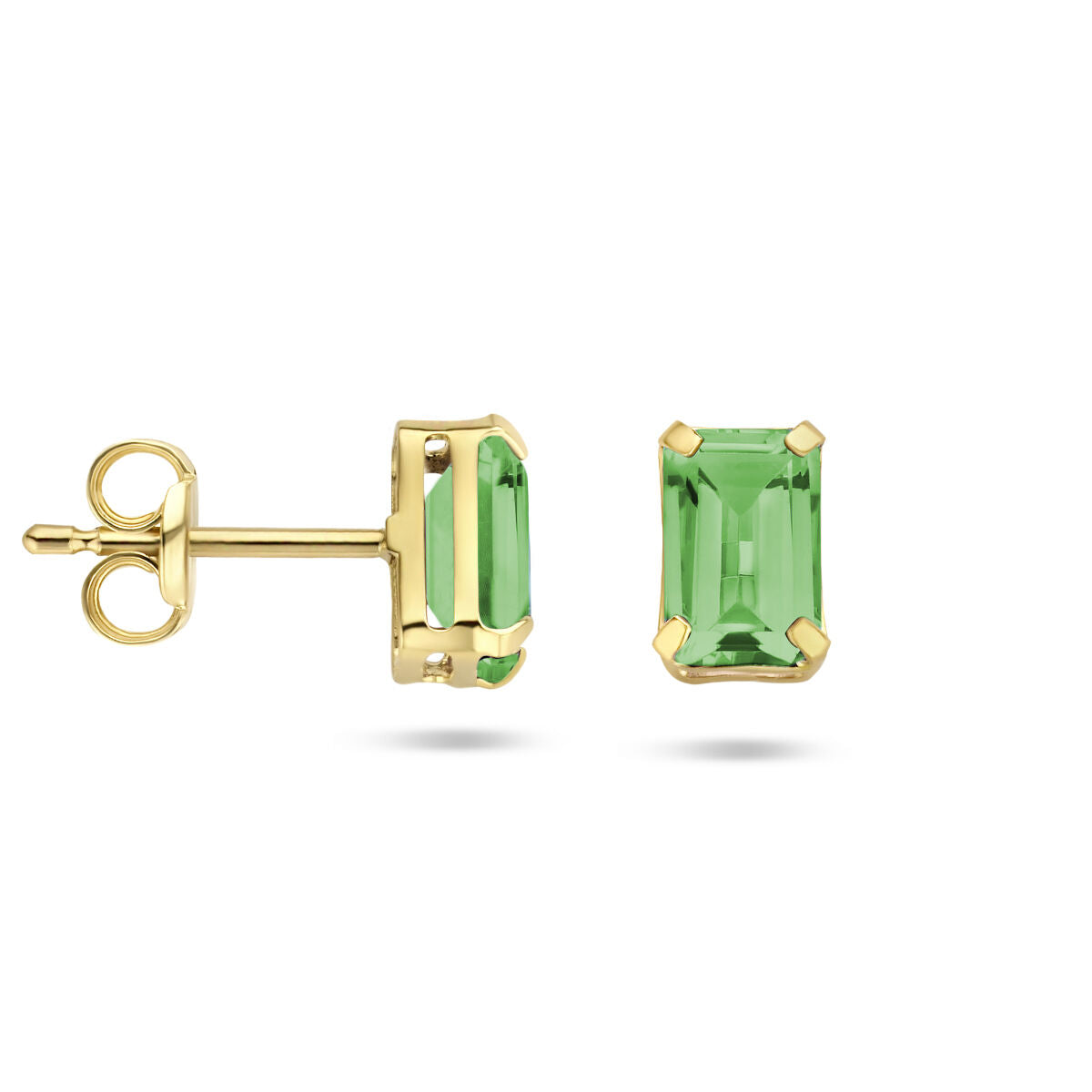 puces d'oreilles agate verte 14K or jaune