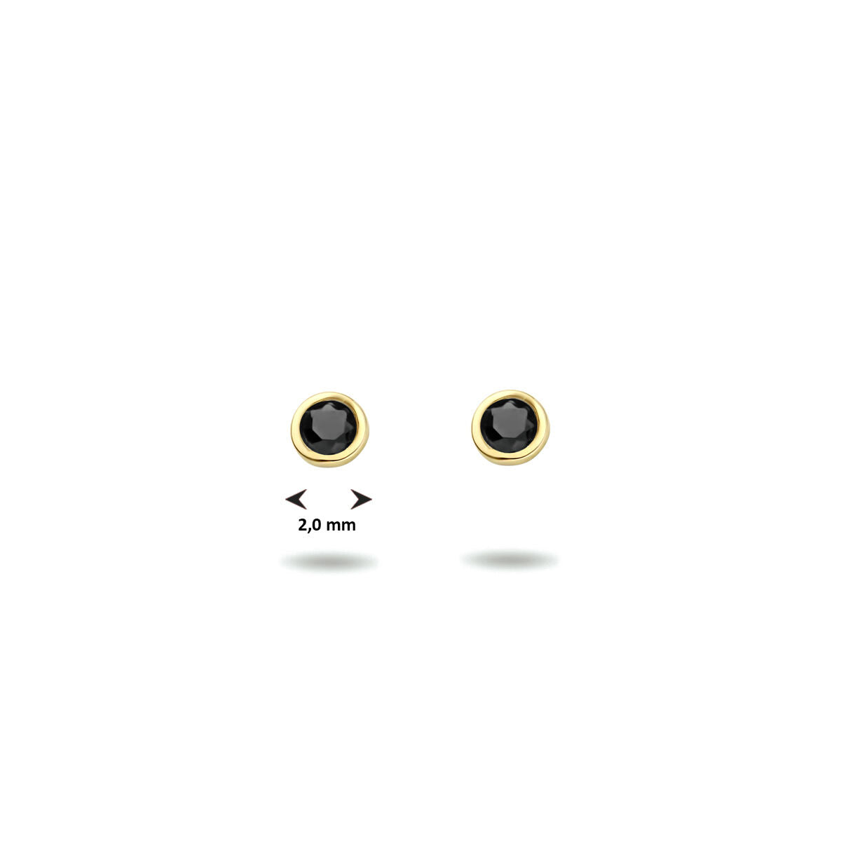 puces d'oreilles zircone noire or jaune 14K