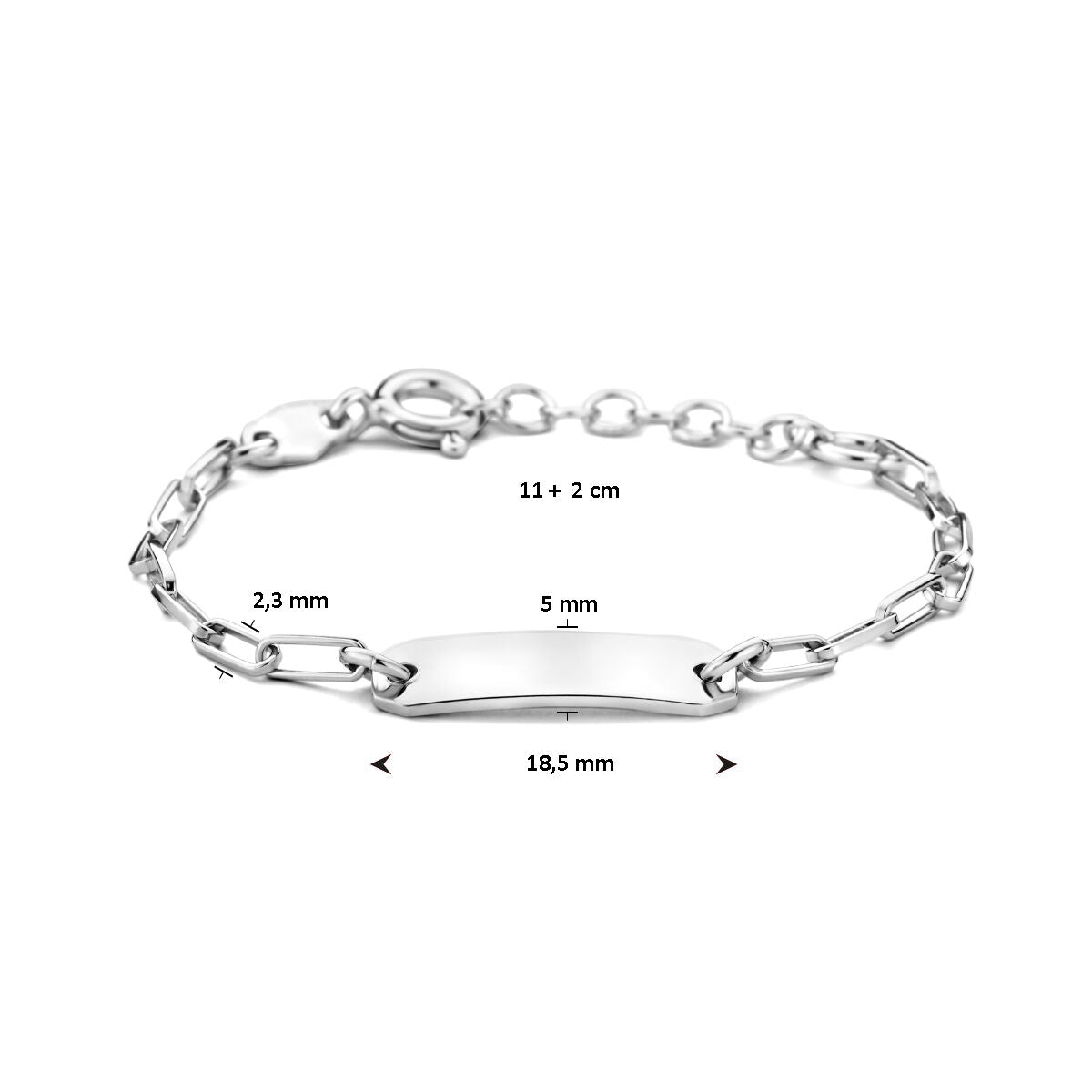 Bracelet pour enfant argent plaque 5,0 mm rhodié