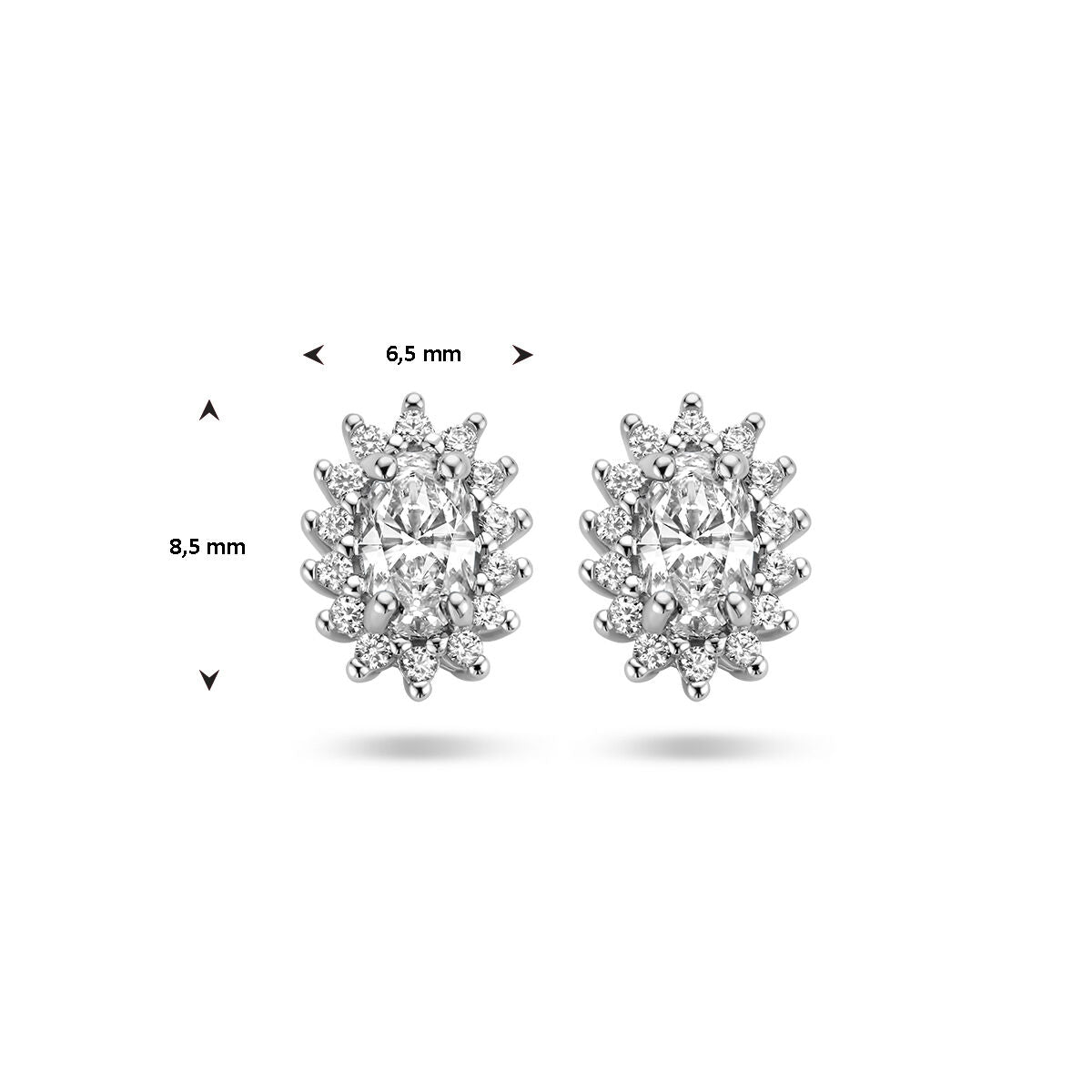 puces d'oreilles zircone halo argent rhodié