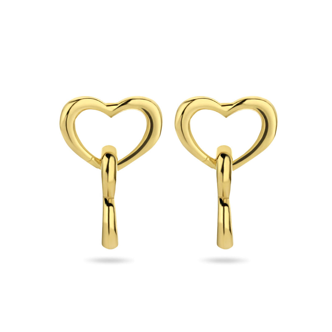oorhangers hartjes 1 micron zilver verguld (geel)