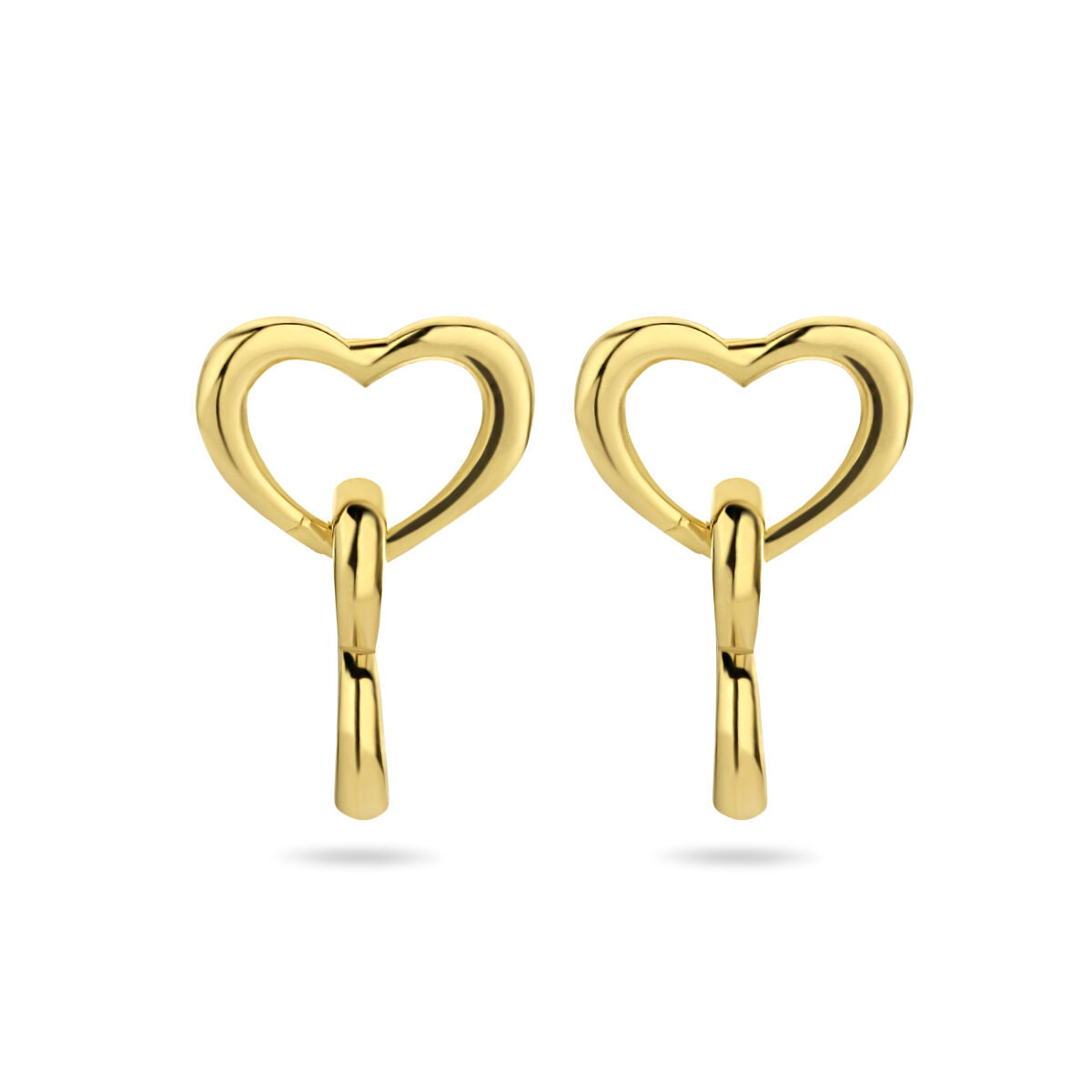 boucles d'oreilles cœurs 1 micron argent plaqué or (jaune)