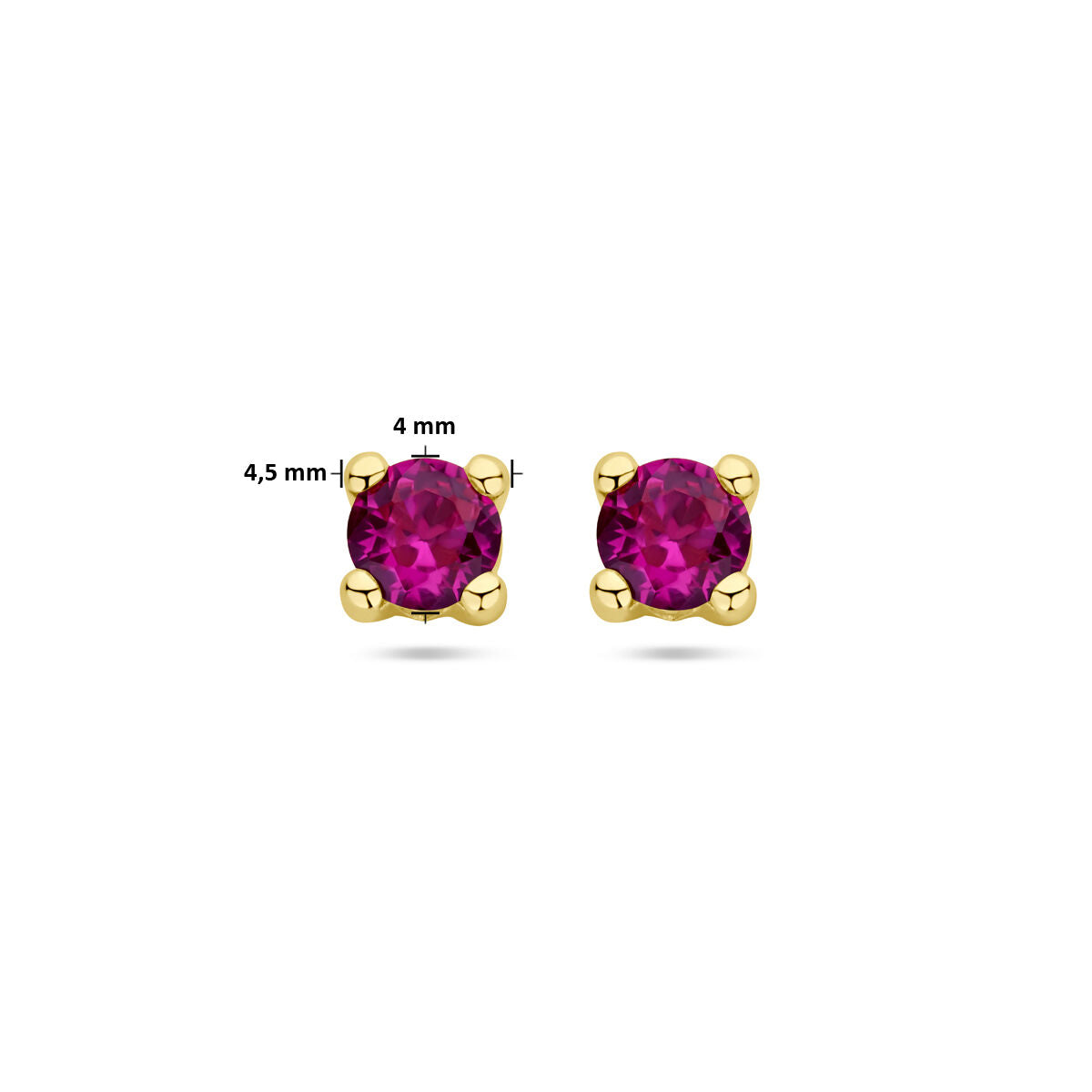 puces d'oreilles synth. rubis 14K or jaune