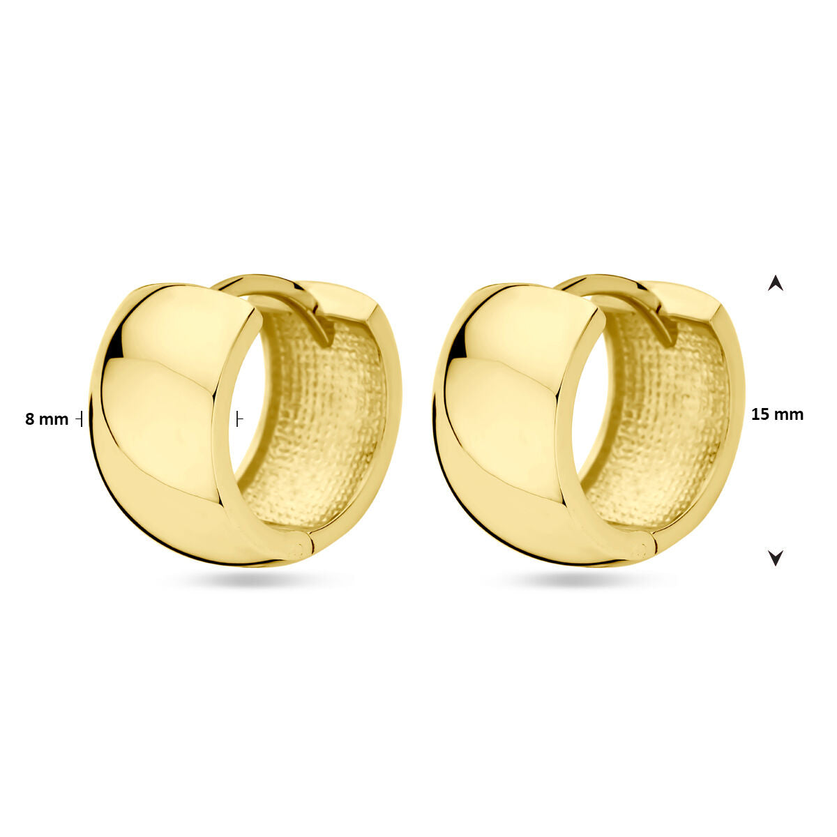 créoles 15 mm or jaune 14K