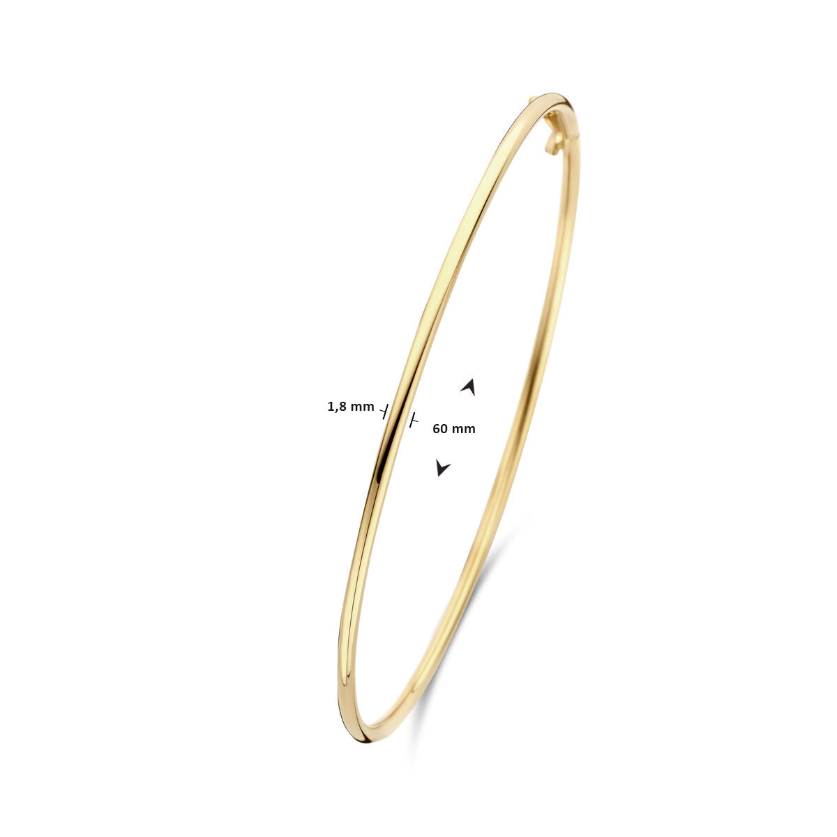 bracelet de montre dop ronde tube 1,8 mm 60 x 55 mm or jaune 14K