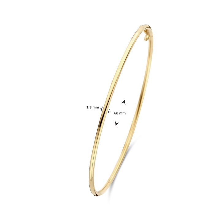 bangle dop ronde buis 1,8 mm  60 x 55 mm 14K geelgoud