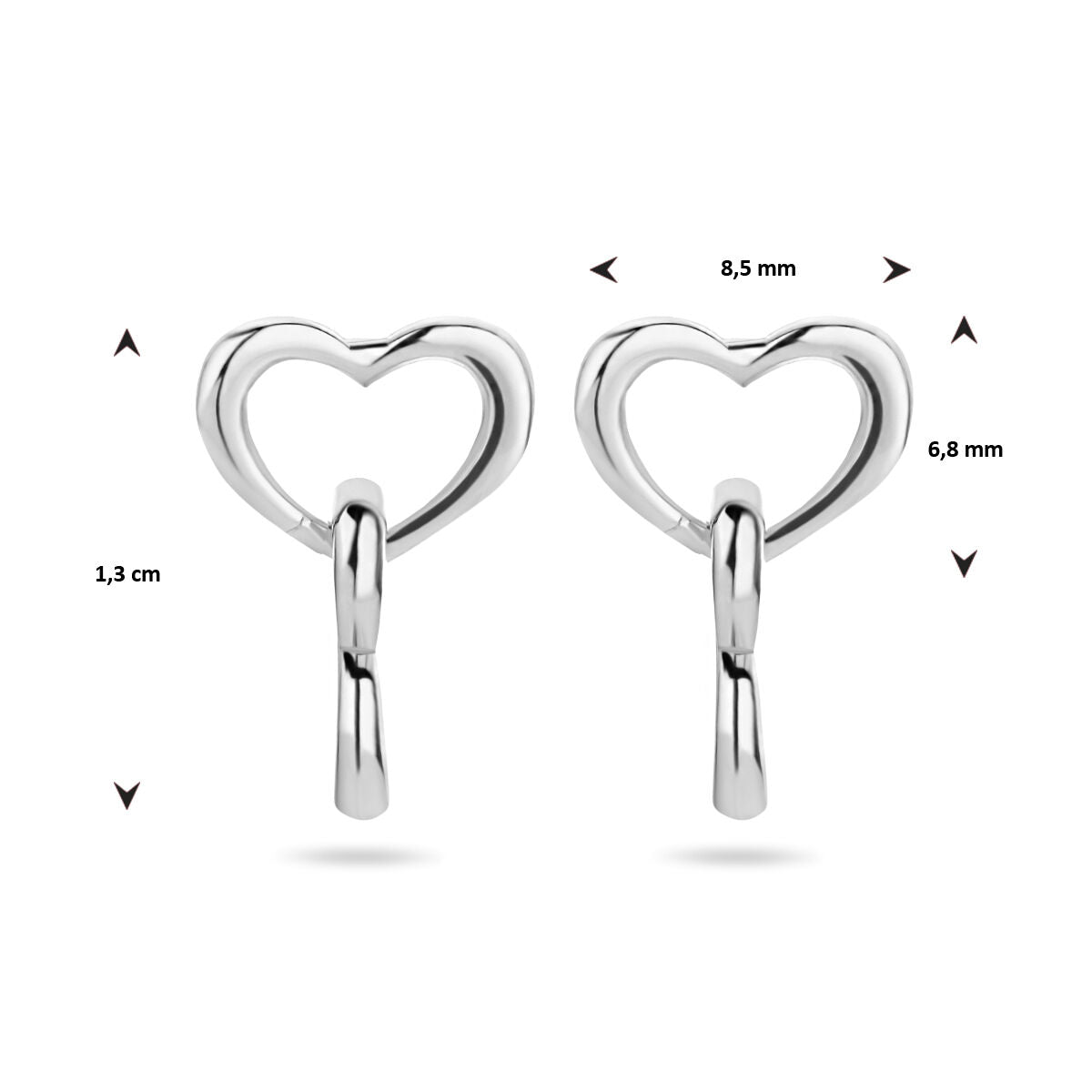 boucles d'oreilles cœurs argent rhodié