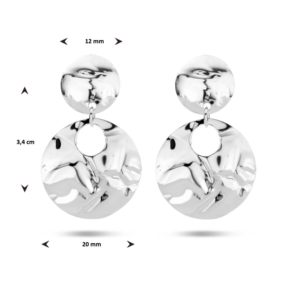 boucles d'oreilles martelées argent rhodié