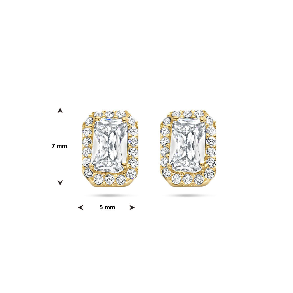 puces d'oreilles zircone halo 14K or jaune