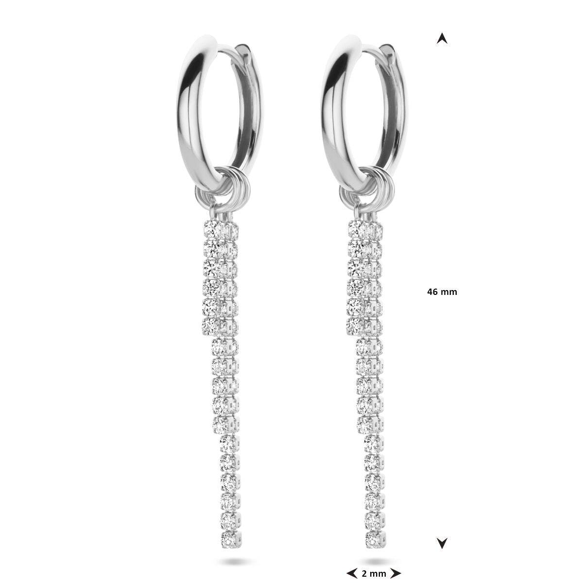 créoles zircone 46 mm argent rhodié