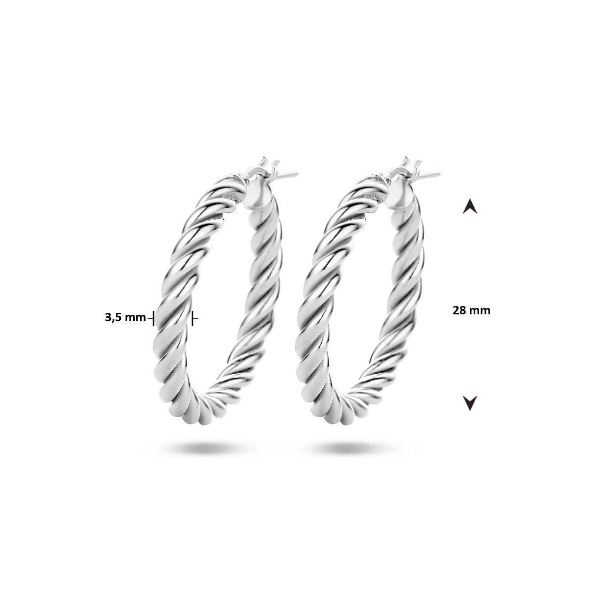 créoles torsadées en argent rhodié