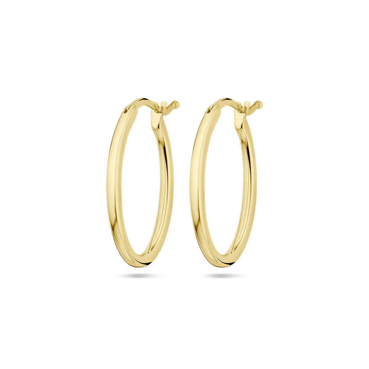 Boucles d'oreilles ovales en or jaune 14 carats, finition brillante.