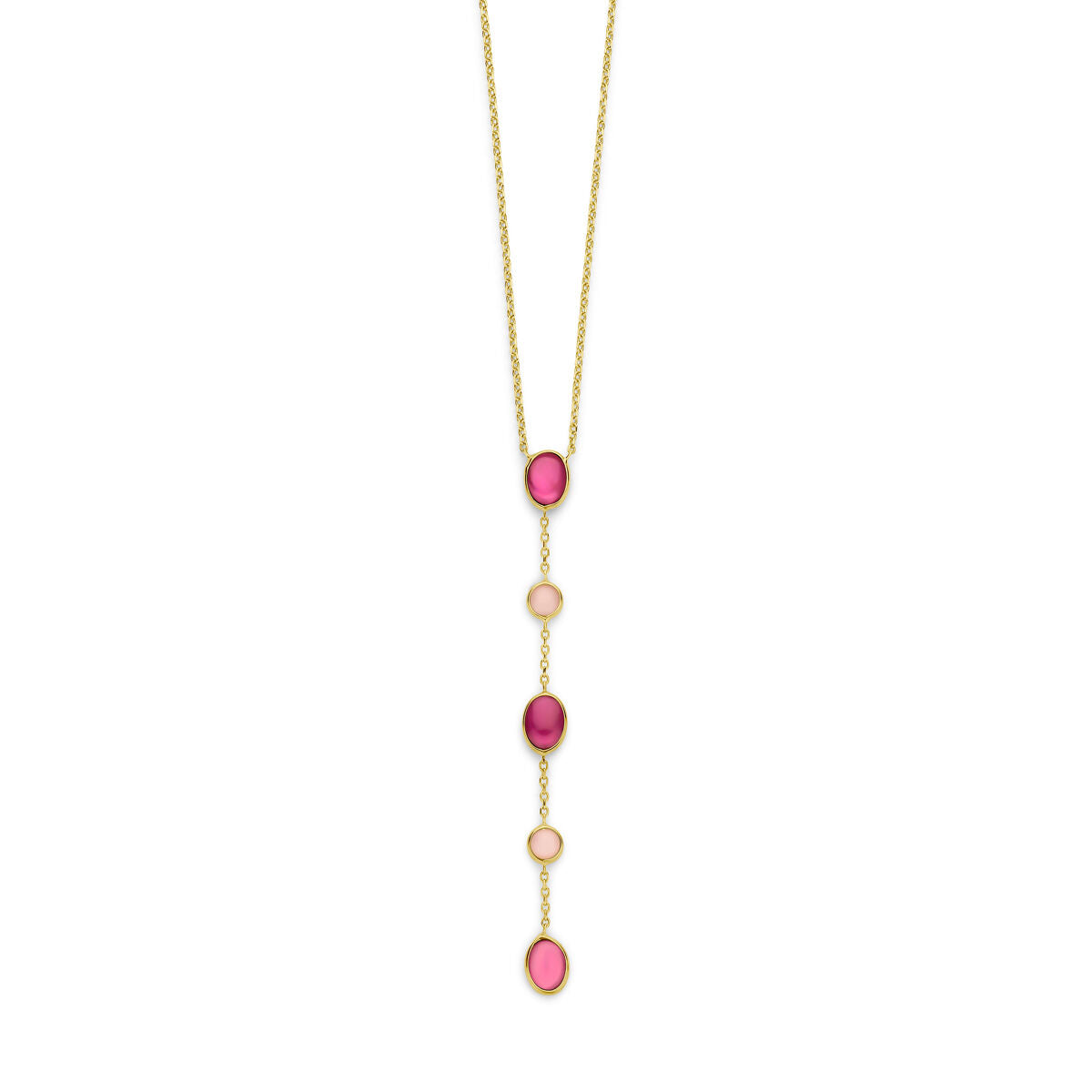 Collier en or pour femme avec opale rose et rubis 14K