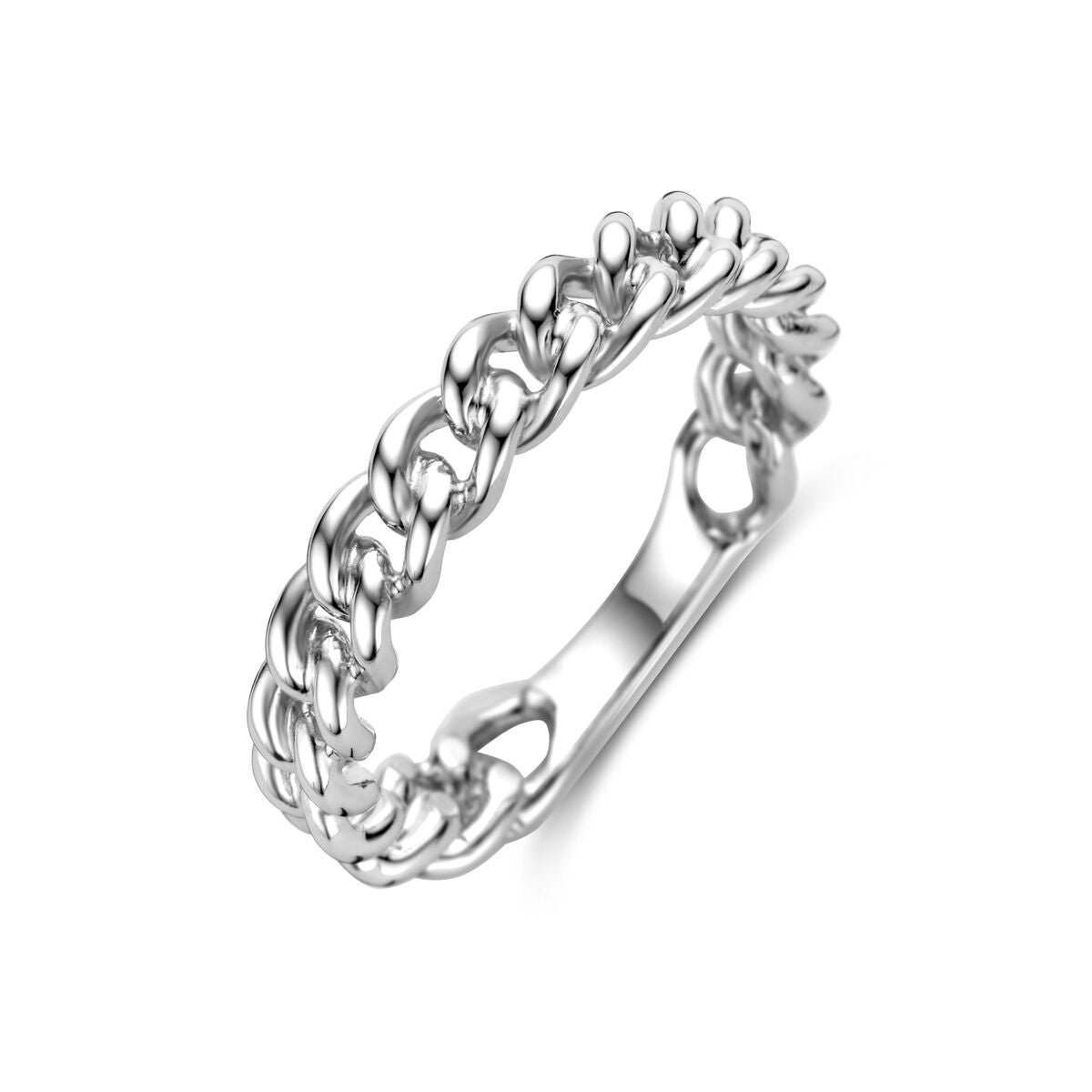 bague en argent rhodié avec maillons entrelacés