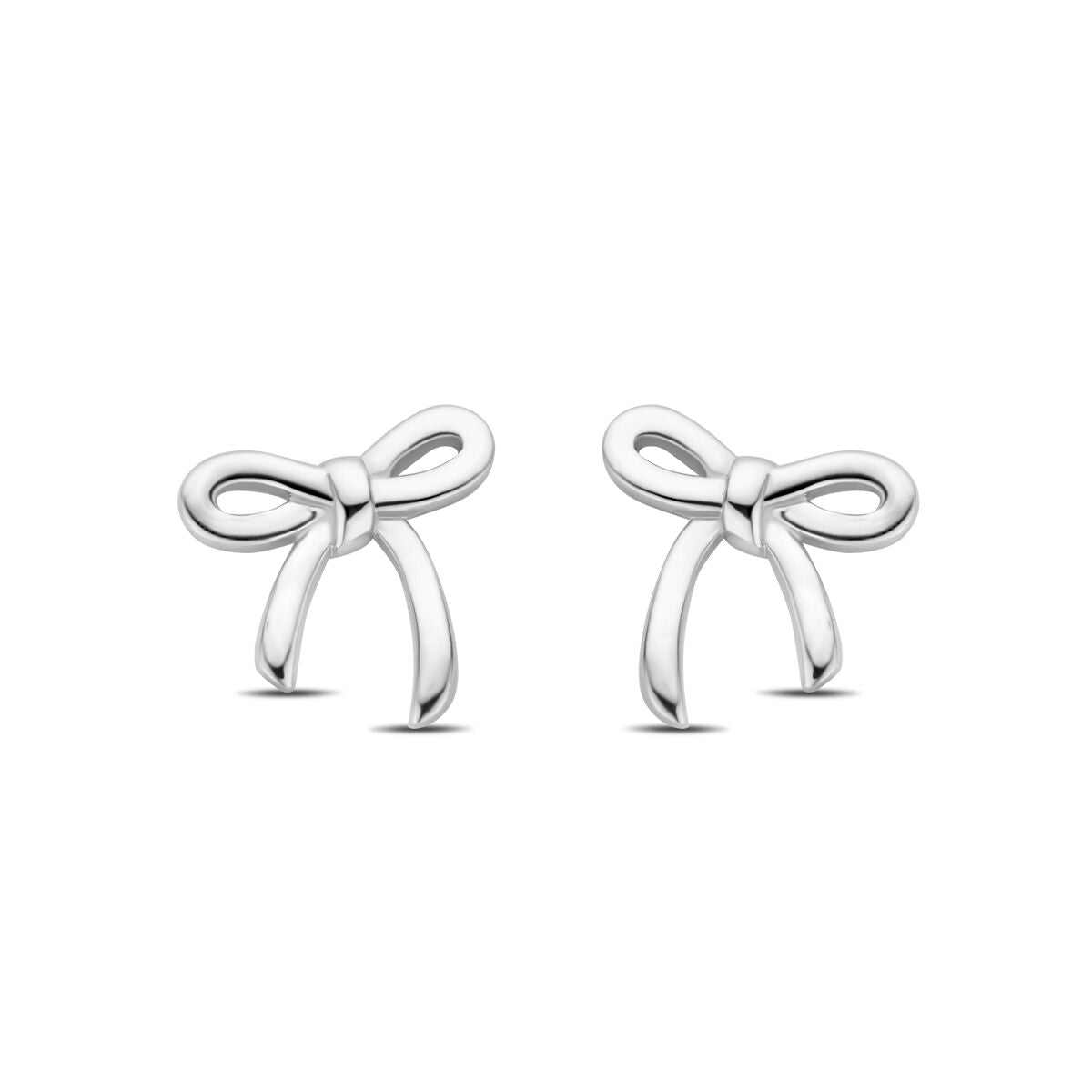 Boucles d'oreilles en forme de nœud, en argent rhodié, mesurant 10 mm.