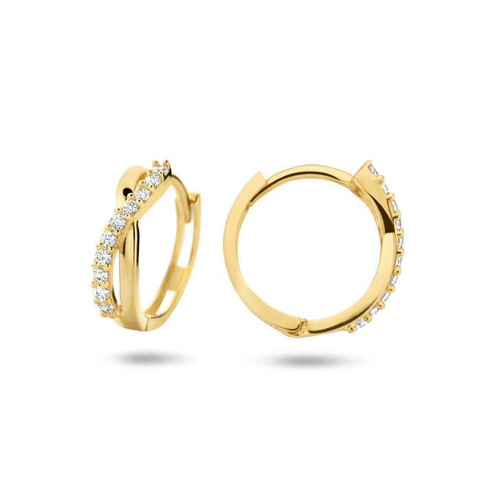 klapoorringen zirkonia 14K geelgoud