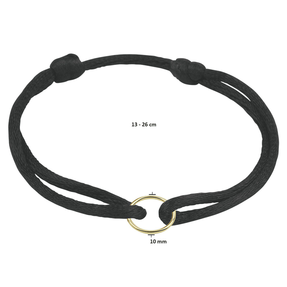 bracelet satin rond 14K or avec caoutchouc/nylon/cuir