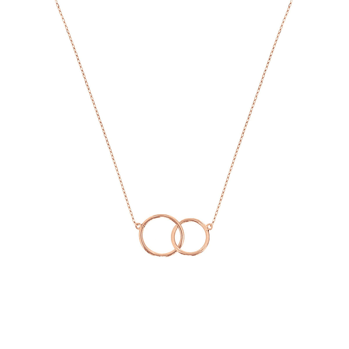 Roségouden damesketting met twee ronde schakels, gemaakt van 14K roségoud.