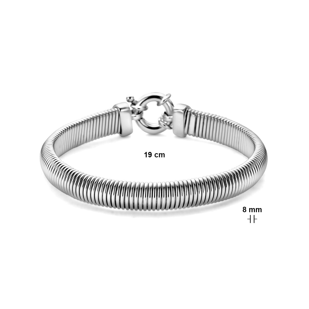 Bracelet en argent pour femme avec grand fermoir à ressort rhodié