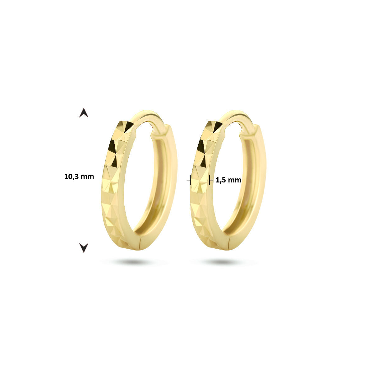 créoles diamantées en or jaune 14K