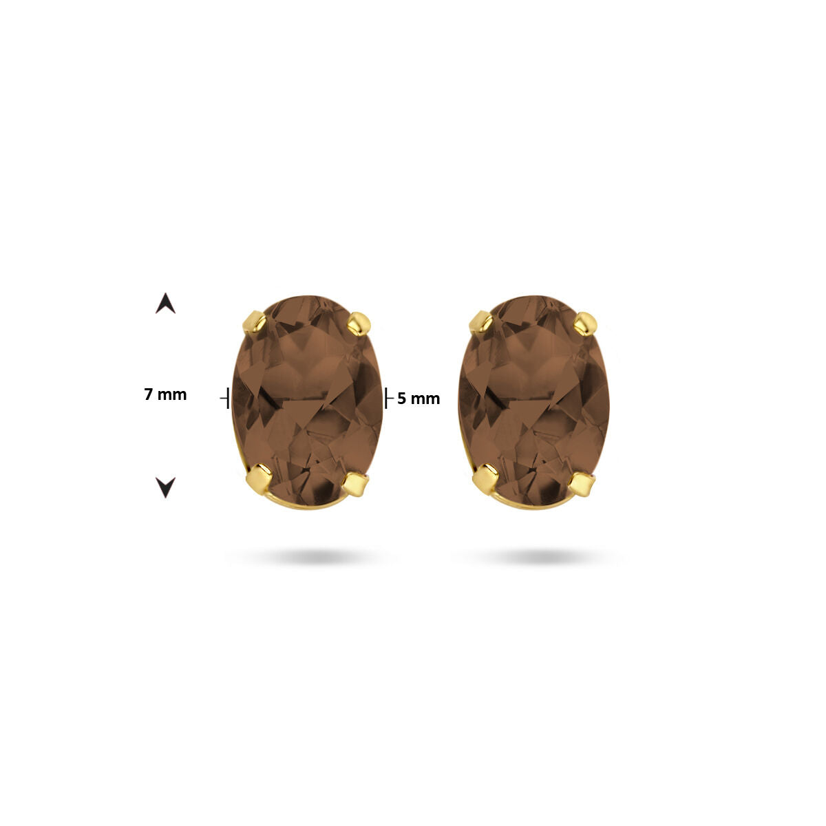 puces d'oreilles quartz fumé 14K or jaune