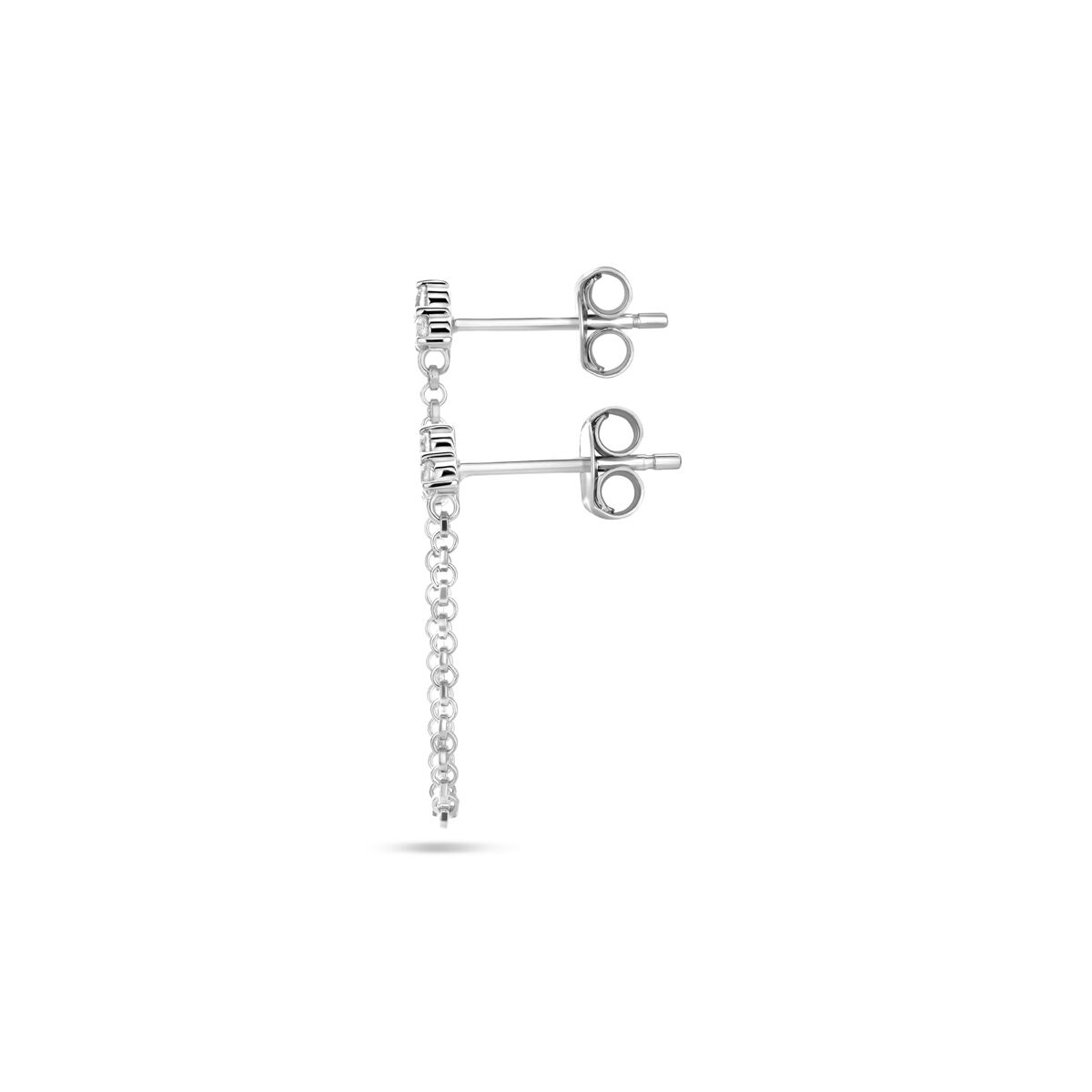double puce d'oreilles zircone 47 mm argent rhodié