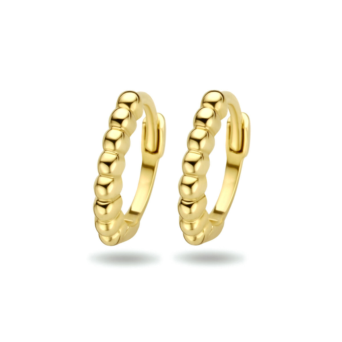 Boucles d'oreilles en or jaune 14K avec des petites billes.
