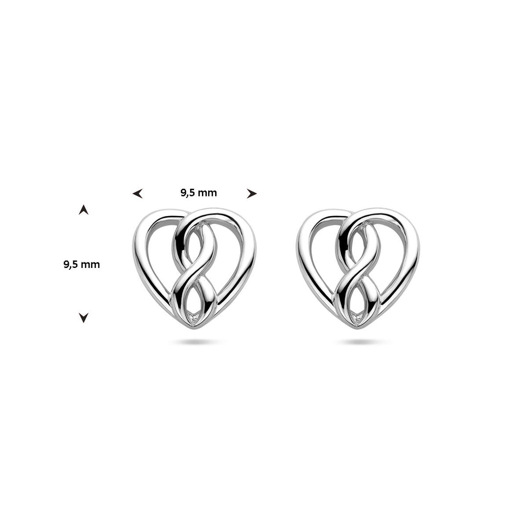 oorknoppen hart en infinity zilver gerhodineerd