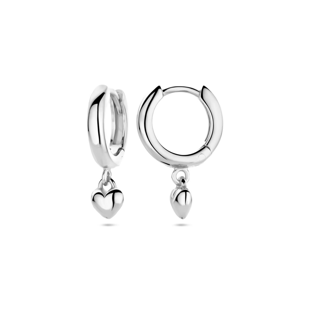 créoles pendentif cœur argent rhodié