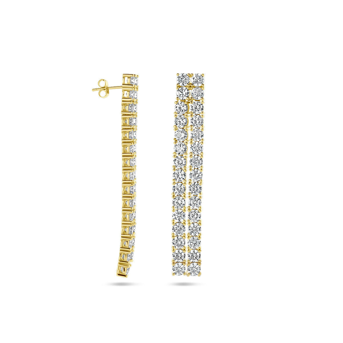 boucles d'oreilles zircone argent plaqué or (jaune)