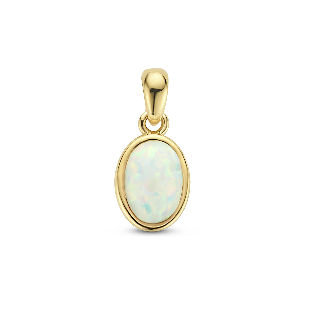 pendentif en opale blanche en or jaune 14K, forme ovale.