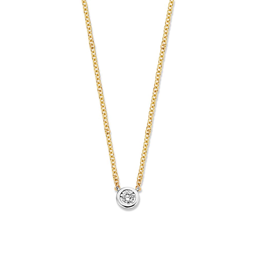Collier en or jaune 14 carats avec pendentif en diamant solitaire de 0,07 crt.