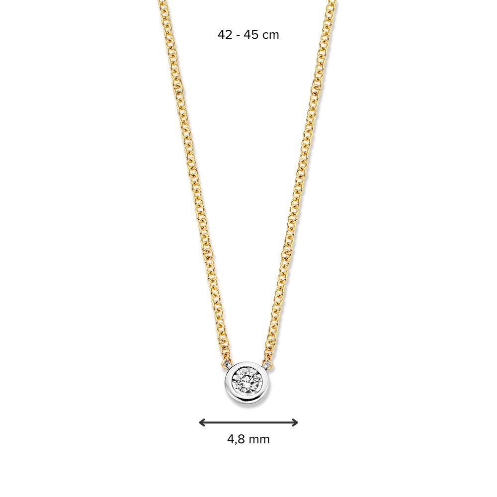 Collier en or jaune 14 carats avec pendentif diamant solitaire, 0.07 crt
