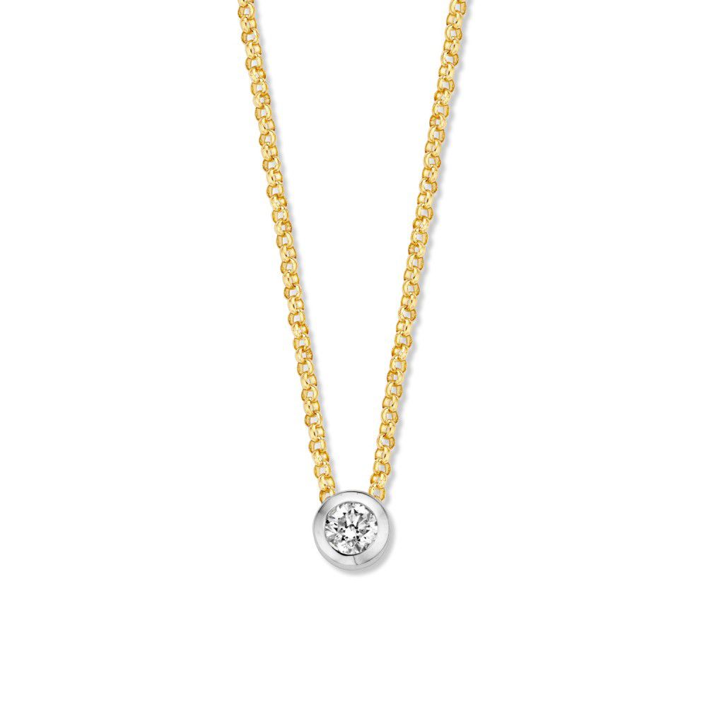 Collier en or jaune 14 carats avec pendentif en diamant de 0,10 ct.