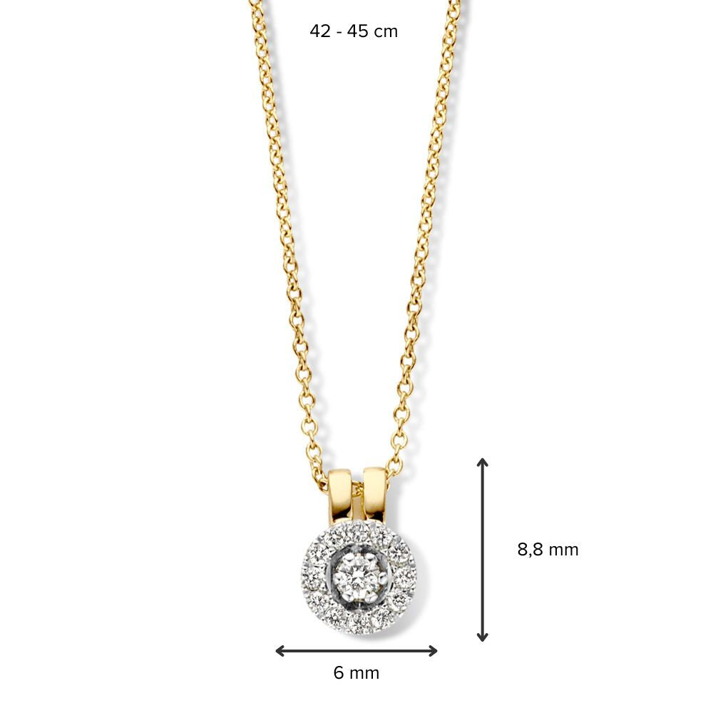 Pendentif Entourage en Diamant sur Chaîne Ancre en Or 0.12 crt